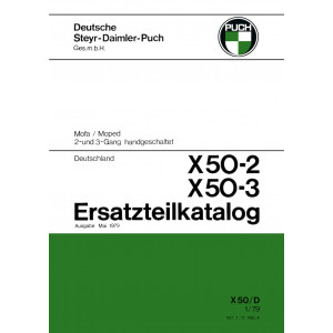Puch X 50-2, X 50-3, 2- oder 3-Gang handgeschaltet, Ausführung für Deutschland, ab 1979, Ersatzteilkatalog