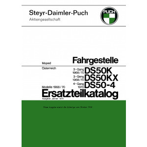 Puch DS 50 K, KX und DS 50-4, Fahrgestelle, Ersatzteilkatalog