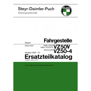 Puch VZ 50 V, VZ 50-4, 1,8 bis 2,6 PS, ab 1968, Ersatzteilkatalog