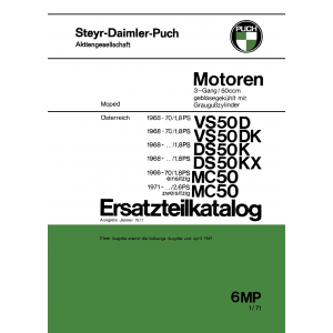Puch VS50D VS50DK DS50K DS50KX MC50 Motor Ersatzteilkatalog