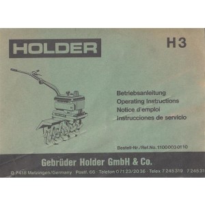 Holder Motorhacke H3 Betriebsanleitung