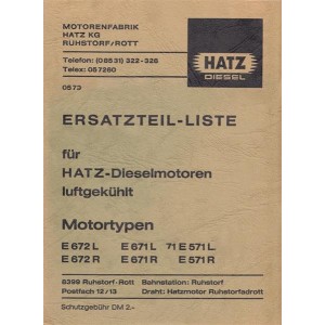 Hatz Dieselmotoren E672L, E672R, E671L, E671R, E571L, E571R Ersatzteilliste