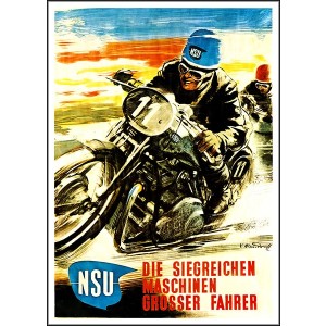 NSU Motorrad Rennen Poster