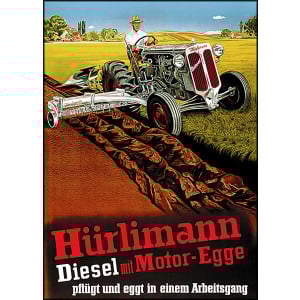 Hürlimann Diesel mit Motor-Egge Poster