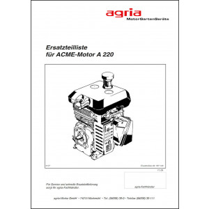 Agria Motor ACME A 220 Ersatzteilliste