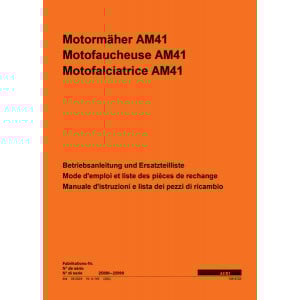 Aebi AM41 Motormäher Betriebsanleitung und Ersatzteilliste