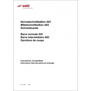 Aebi A81 und A83 Schnittbalken Betriebsanleitung und Ersatzteilliste