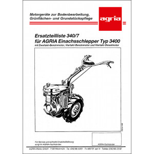 Agria 3400 Einachsschlepper Ersatzteilkatalog