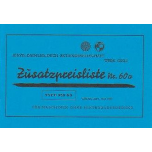 Puch Motorrad Type 350 GS, Zusatz-Preisliste