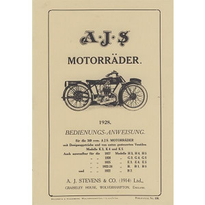 AJS Modelle 1922-1928 Betriebsanleitung