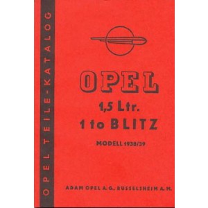 Opel Blitz, 1,5 Ltr., 1 to, Mod. 1938/39, Ersatzteilkatalog