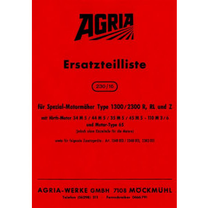 Agria 1300 / 2300 R, RL und Z Ersatzteilliste