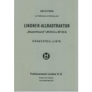 Lindner LW 20A und BF 22A Betriebsanleitung Ersatzteilkatalog