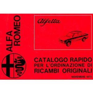 Alfa Romeo Alfetta, Catalogo rapido per ricambi originali