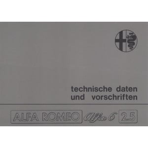 Alfa 6 - 2,5 technische Daten und Vorschriften