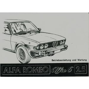 Alfa Romeo 6; 2,5 Liter, Betriebsanleitung