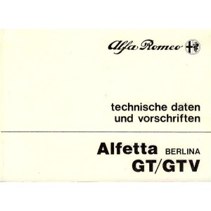 Alfa Romeo Alfetta, Berlina, GT/GTV, technische Daten, Reparaturvorschriften