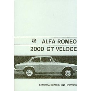 Alfa Romeo 2000 GT Veloce, Betriebsanleitung