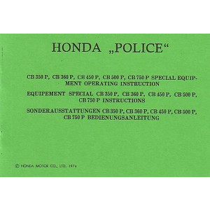 Honda Police CB350 360 450 500 750 Zusatz-Betriebsanleitung