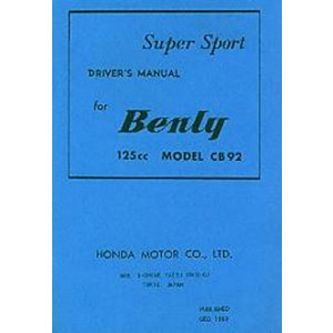 Honda CB92 Supersport Benly Owner's Manual