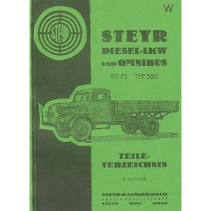 Steyr 380 Diesel-LKW und Omnibus, Typ 380 a, b, f, e, g, k, Ersatzteilkatalog