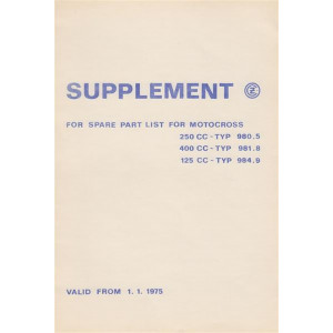 CZ 125, 250, 400 ccm Typen 984.9, 980.5, 981.8 Supplement for spare part list