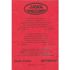 Jawa Geländesport/ Moto Cross 250 und 350 ccm, Typen 353/04, 554/03, 557/03, 558/03, Betriebsanleitung und Ersatzteilkatalog