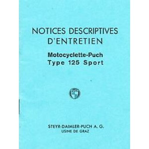 Puch 125 Sport Motocyclette – notices descriptives d´entretien