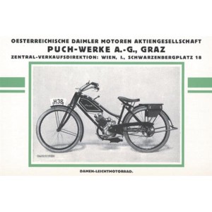 Puch LM (Leichtmotorrad) Prospekt Reprint mit Beschreibung der Einzelteile für Herren und Damen