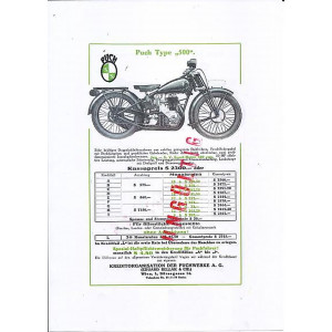 Puch 500 mit JAP-Motor Prospekt Reproduktion