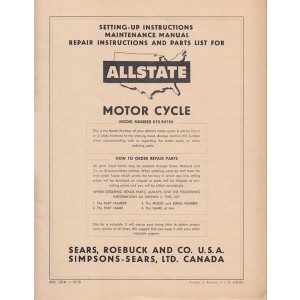 Allstate 125A - Owners Manual, Repair Manual, Spare-parts Catalog