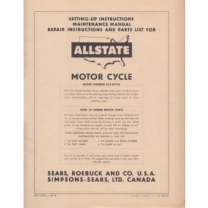 Allstate 125A - Owners Manual, Repair Manual, Spare-parts Catalog