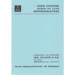 Reliant Robin Standard, De Luxe, Betriebsanleitung