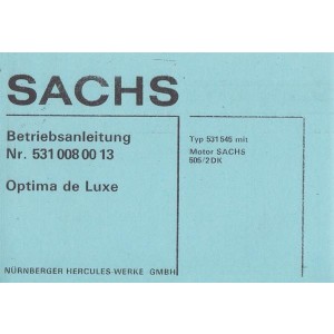Sachs Optima de Luxe mit Motor 505 / 2 DK, Betriebsanleitung