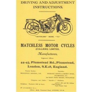 Matchless Modell "V/2", Driving and Adjustment Instructions