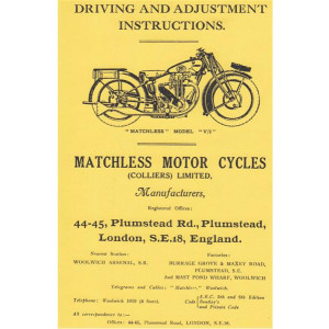 Matchless Modell "V/2", Driving and Adjustment Instructions