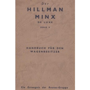 Hillman Minx de Luxe, Serie V, Handbuch