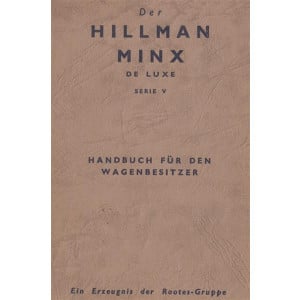 Hillman Minx de Luxe, Serie V, Handbuch