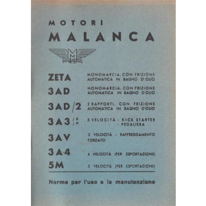 Motori Malanca – Zeta, 3AD, 3AD/2, 3A3/K/P, 3AV, 3A4, 5M – Betriebsanleitung