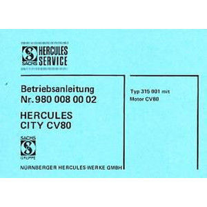 Hercules Typ 315001 mit Motor CV 80, Betriebsanleitung