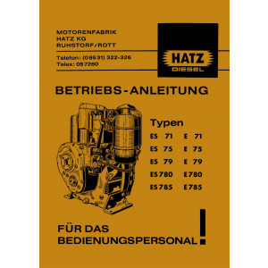 Hatz Dieselmotor E / ES 71, 75, 79, 780, 785 Betriebsanleitung