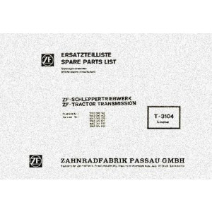 Lindner ZFT3104 Schleppergetriebe für Traktor Ersatzteilkatalog