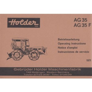 Holder Traktor, Typ AG 35 und AG 35 F, Betriebsanleitung