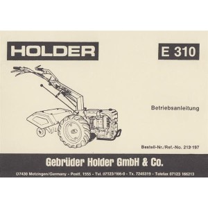 Holder Einachsschlepper E 310, Betriebsanleitung