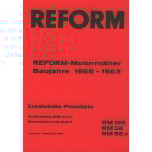 Reform RM 58, RM 58a, RM 158 Ersatzteilliste