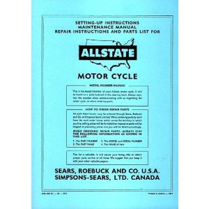 Allstate 250 SG - Owners Manual, Repair Manual, Spare-parts Catalog