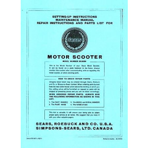 Allstate Sears Motor Scooter - Maintenance, Repair Instructions and Parts List