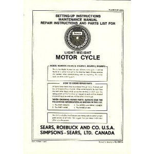 Allstate Sears Light-weight Motorcycle - Maintenance, Repair Instructions and Parts List