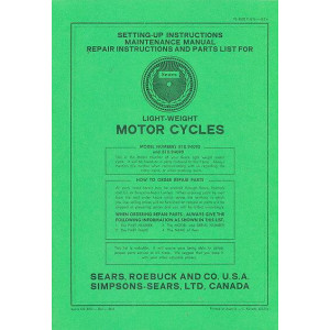 Allstate Sears Light-weight Motorcycle - Maintenance, Repair Instructions and Parts List