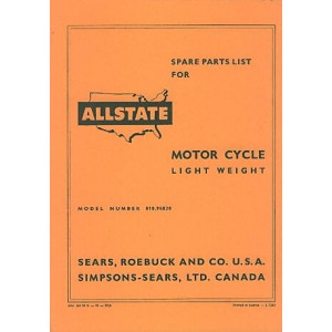 Allstate Sears Light-weight Motorcycle - Spare Parts List